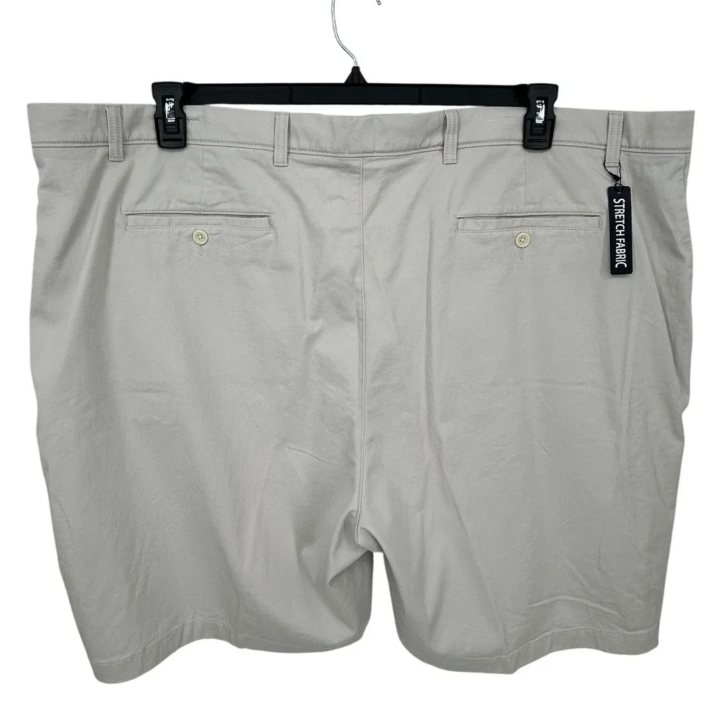 NEW Roundtree & Yorke Big Man Classic Fit Flat Front Shorts Beige Size 52